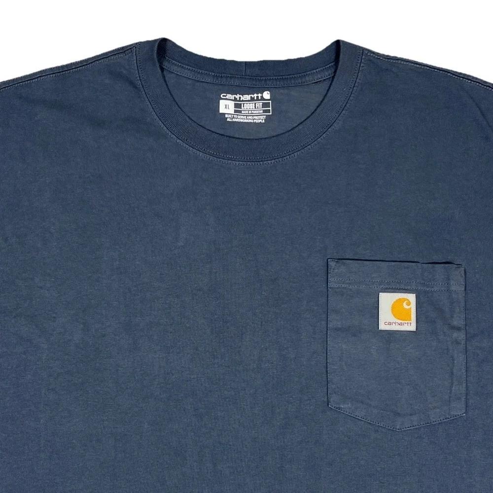Carhartt K87‎ Mens T-Shirt XL Loose Fit Pocket Short Sleeve Heather Bluestone